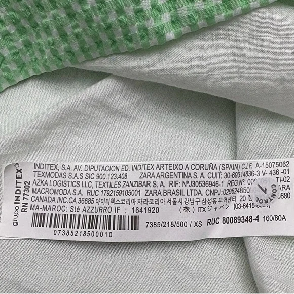 ZARA, Structured Gingham Dress, XS, Green & White - Picture 9 of 11